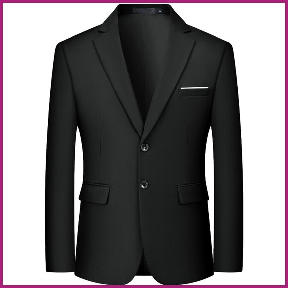 Slim Fit Blazer 2 Button Dress Jacket Cotton Polyester Blended